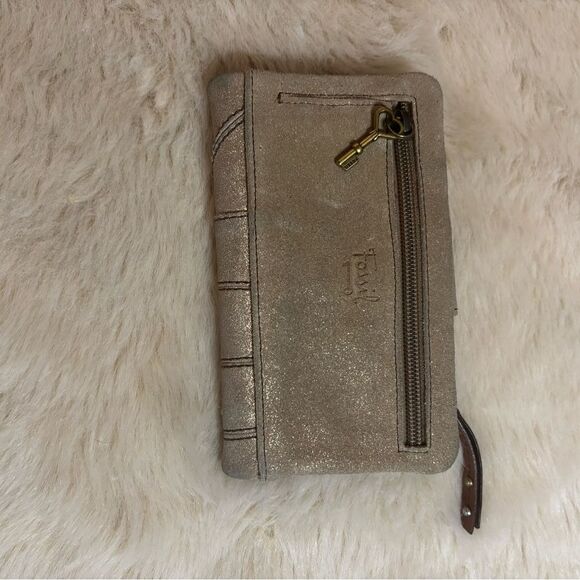 Fossil Gray and Brown Studded Wallet - Picture 2 of 6